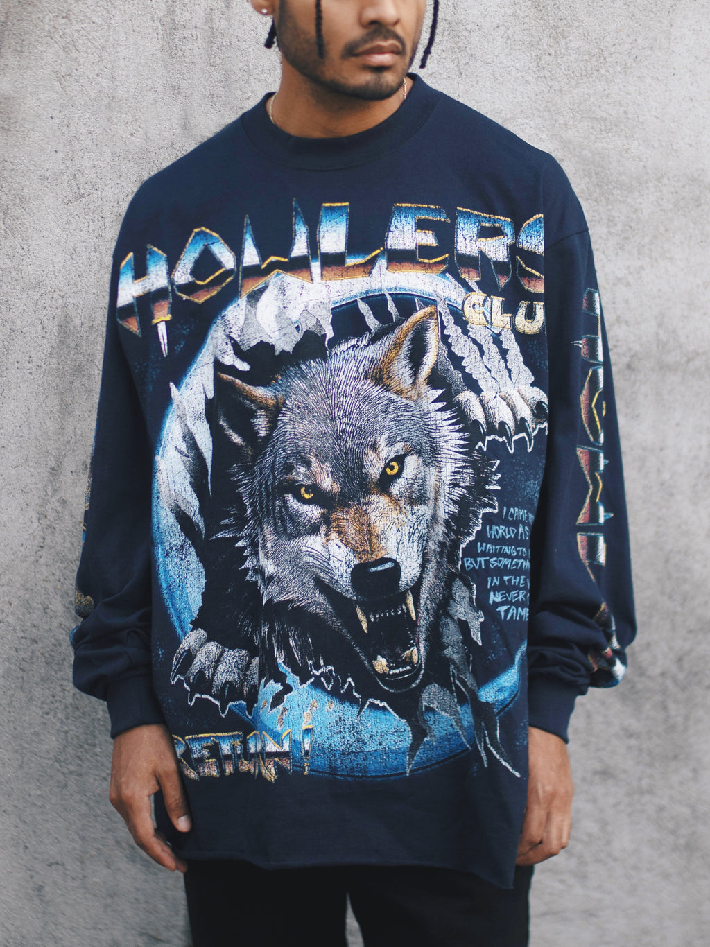 UNTAMED WOLVES L/S TEE [NAVY SUN FADE]