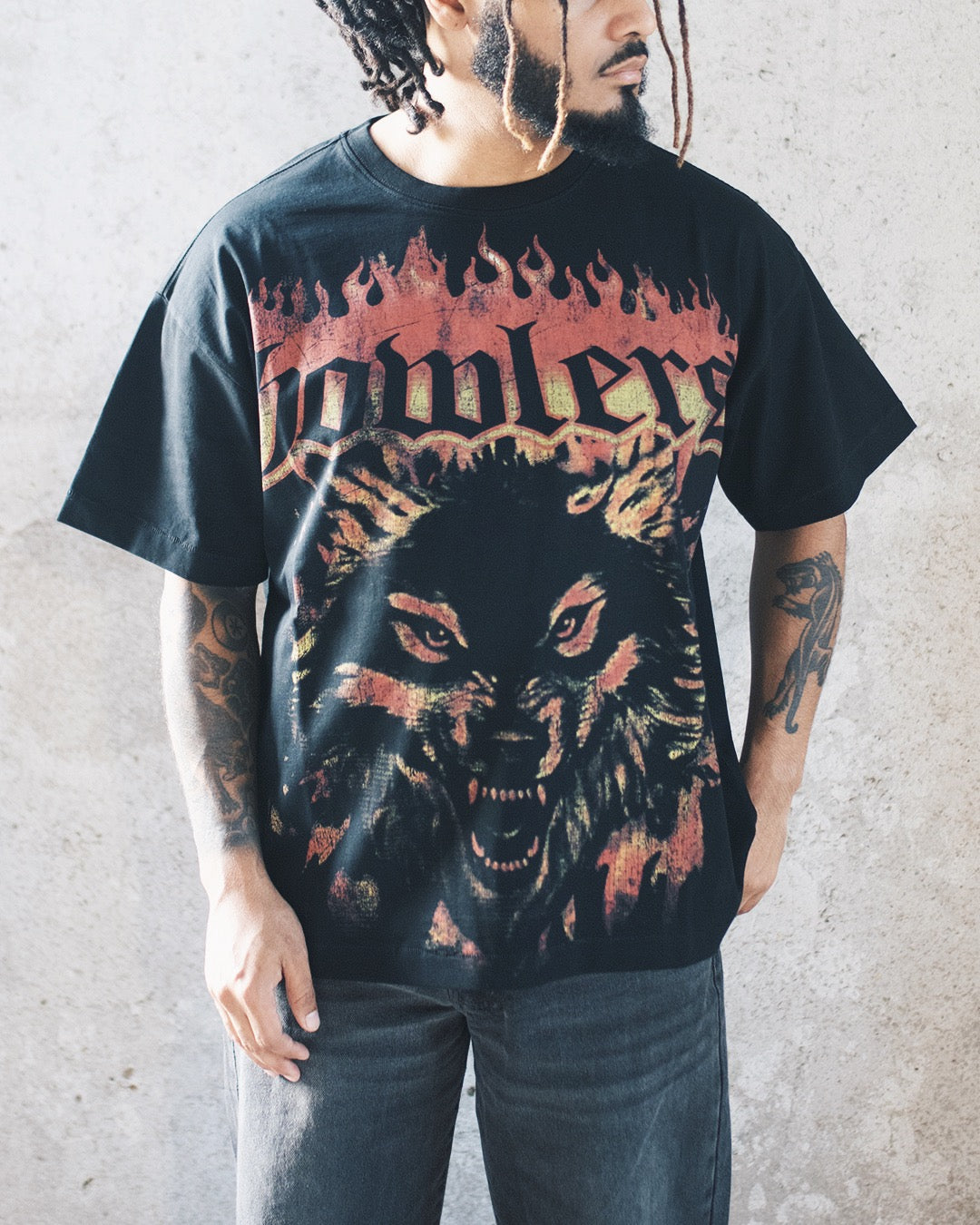 WOLF FLAME TEE [BLACK]