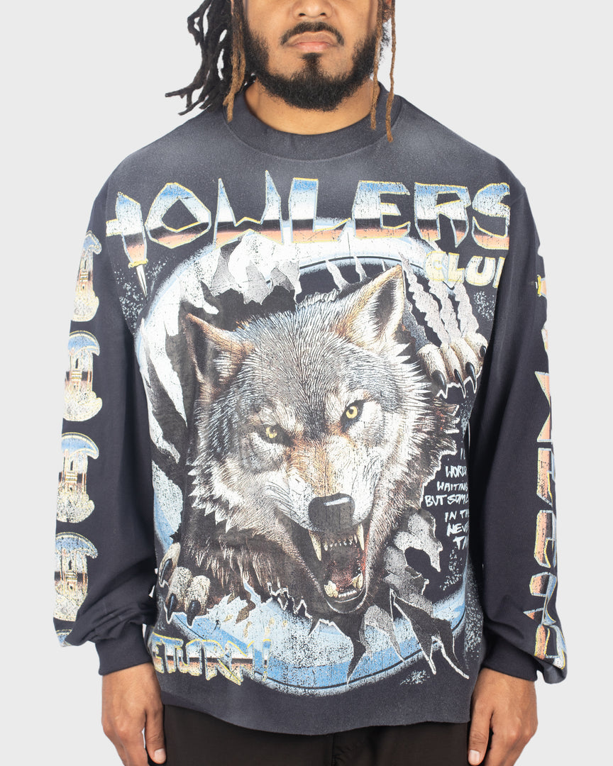 UNTAMED WOLVES L/S TEE [NAVY SUN FADE]